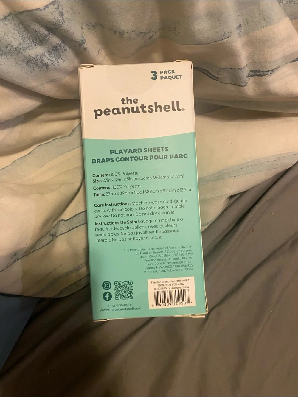 the peanutshell Nautical Playard Sheets - 3 Pack (Blue)